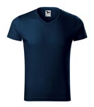 t-shirt męski v-neck slim fit, nadruk bezpośredni – granatowy (02)